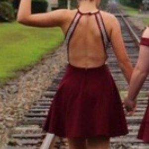 Burgundy/maroon cute jeweled dress